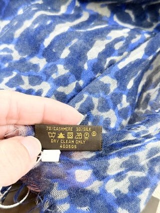 Louis Vuitton cashmere blend silk scarf leopard print with bold lettering
