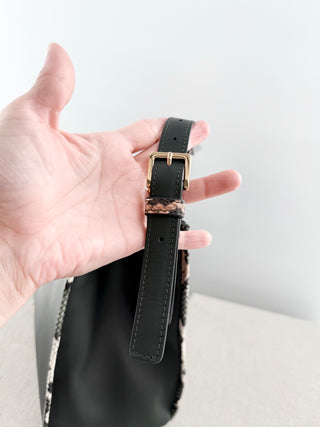 Ximena Kavalekas large leather bag with strap and contrast snakeskin detail