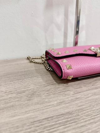 Valentino leather studded wallet on chain bag new