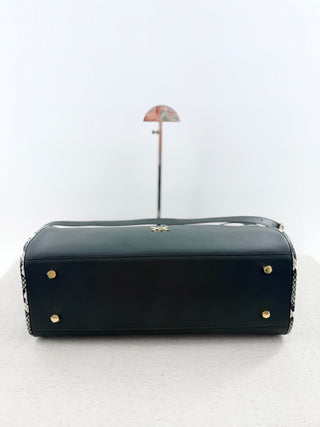 Ximena Kavalekas large leather bag with strap and contrast snakeskin detail