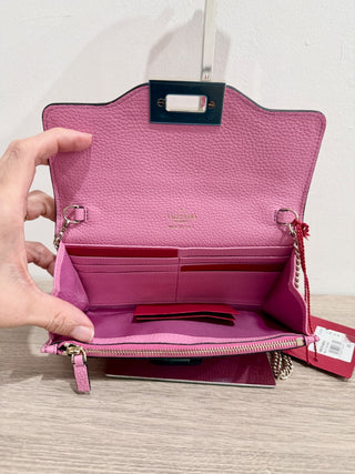 Valentino leather studded wallet on chain bag new