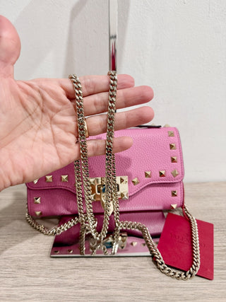 Valentino leather studded wallet on chain bag new