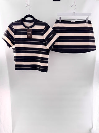 Renggli Stripe Slit Tee & Matching Mini Skirt, S
