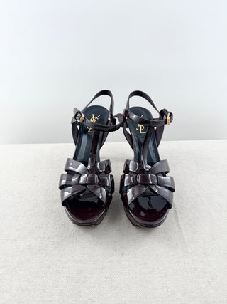 Saint Laurent patent leather platform tribute sandals, 39