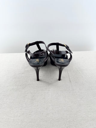 Saint Laurent patent leather platform tribute sandals, 39