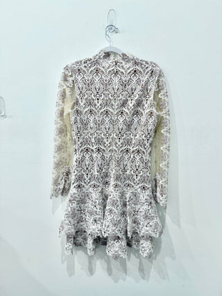 Jonathan Simkhai Guipure Lace Long Sleeve Mini Dress Off-White Women's Size 8