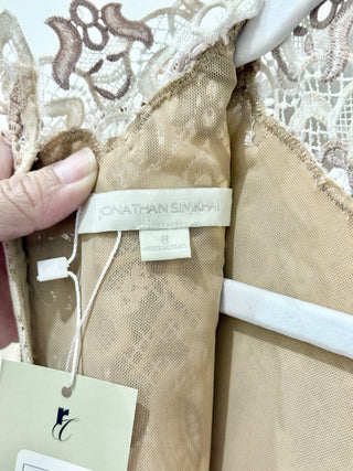 Jonathan Simkhai Guipure Lace Long Sleeve Mini Dress Off-White Women's Size 8