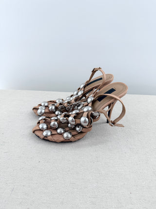 Alexander Wang leather heel cage stud sandals, 37