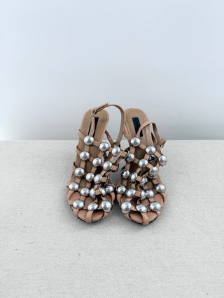 Alexander Wang leather heel cage stud sandals, 37
