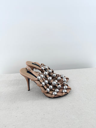 Alexander Wang leather heel cage stud sandals, 37