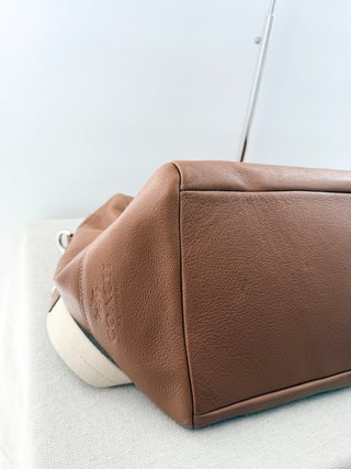 Coach pebbled leather large travel duffle bag with strap