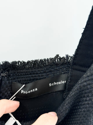 Proenza Schouler Ruffled Black Textured Tweed Midi Dress, 6