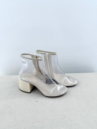 Maison Margiela PVC transparent booties with block acrylic heel, 37