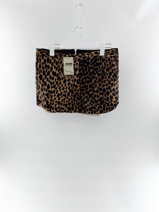 Plush Leopard Print Mini Skirt