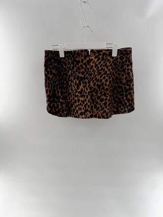 Plush Leopard Print Mini Skirt