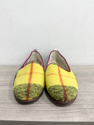 Chausures Topolina Fet Plaid Slip On Almond Toe Flat Loafers Yellow Women's US 9
