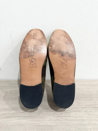 Chausures Topolina Fet Plaid Slip On Almond Toe Flat Loafers Yellow Women's US 9