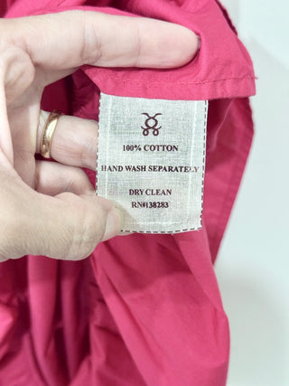 NWT Figue 100% Cotton Bella Tasseled Neck Tiered Maxi Dress Pink Womens Sze XS/S