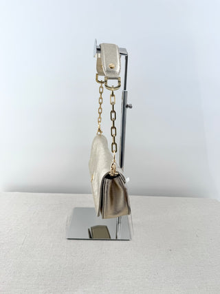 Tory Burch leather metallic east west small shoulder bag clutch
