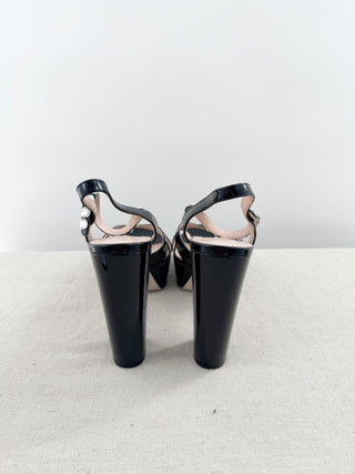 Miu Mu patent platform embellished shoes, 41