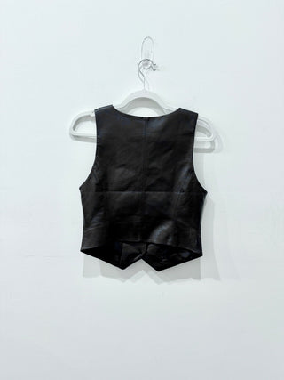 Aritzia Wilfred Desire Vegan Faux Leather Vest Gilet Top Black Womens Size Small