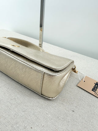 Tory Burch leather metallic east west small shoulder bag clutch