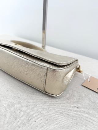 Tory Burch leather metallic east west small shoulder bag clutch