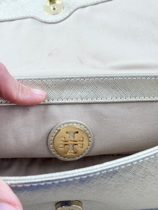Tory Burch leather metallic east west small shoulder bag clutch