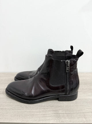 Silvano Sassetti Leather Almond Toe Ankle Chelsea Boots Dark Purple Mens EU 38.5