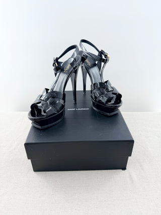 Saint Laurent tribute patent leather platform sandals, 40