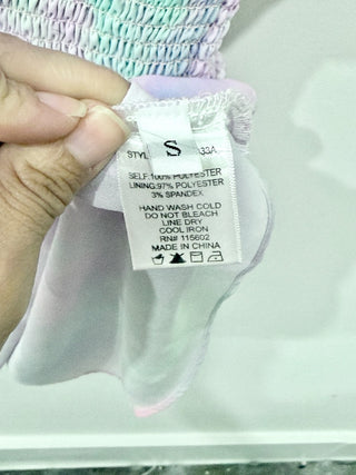 we're all pretty girls green/purple mini dress, S