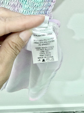 we're all pretty girls green/purple mini dress, S