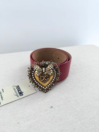 Dolce and Gabbana heart buckle leather belt, 80/ 32