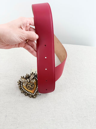 Dolce and Gabbana heart buckle leather belt, 80/ 32