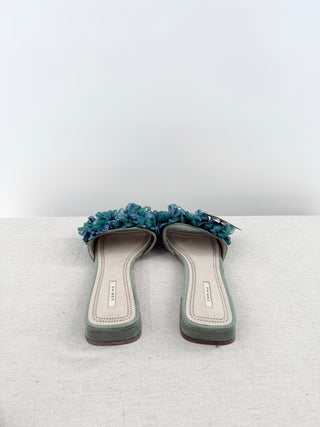 Corina slides from  faux suede with tulle embellishments, 40