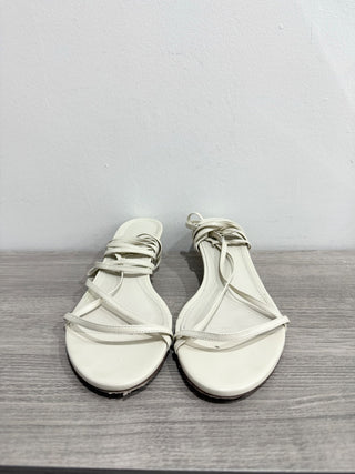 Ayede Leather Slip On Open Toe Low Heel Strappy Sandals Cream Women's Size EU 39