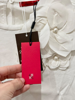 Carolina Herrera floral and pearl embellished top, XS