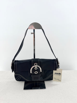 Coach leather shoulder bag with large buckle