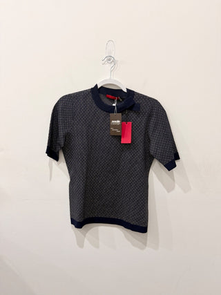 Carolina Herrera knit logo short sleeve top with bow, S