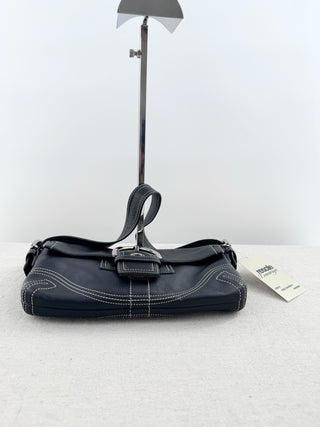 Coach leather shoulder bag with large buckle