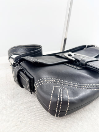 Coach leather shoulder bag with large buckle