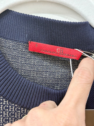 Carolina Herrera knit logo short sleeve top with bow, S