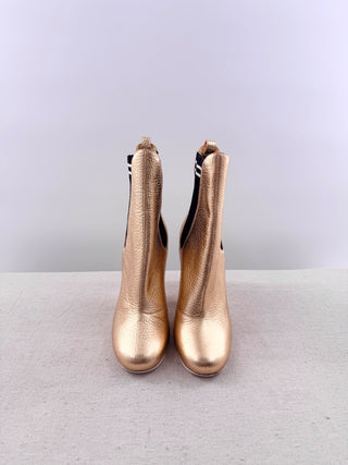 Fendi metallic leather marie antoinnette sock ankle boties, 37