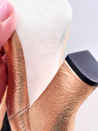 Fendi metallic leather marie antoinnette sock ankle boties, 37