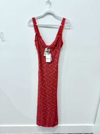 Bardot Red lace midi dress, S