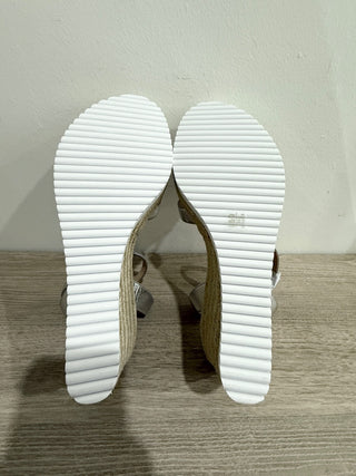NWT Stuart Weitzman Catalina Espadrille Wedge Sandals Silver Leather Womens US 9