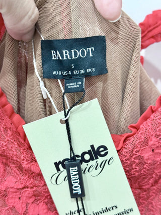 Bardot Red lace midi dress, S
