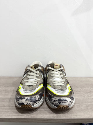 NWT Gucci Ultrapace Rock Tejus Printed Suede Low Top Running Sneaker Beige EU 38