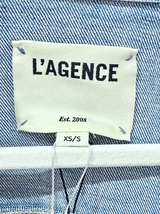 NWT L'Agence Karina Oversized Tucker Jacket Hayward Denim Blue Women's Size XS/S