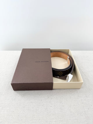 Louis Vuitton monogram belt with silver buckle, 80/32